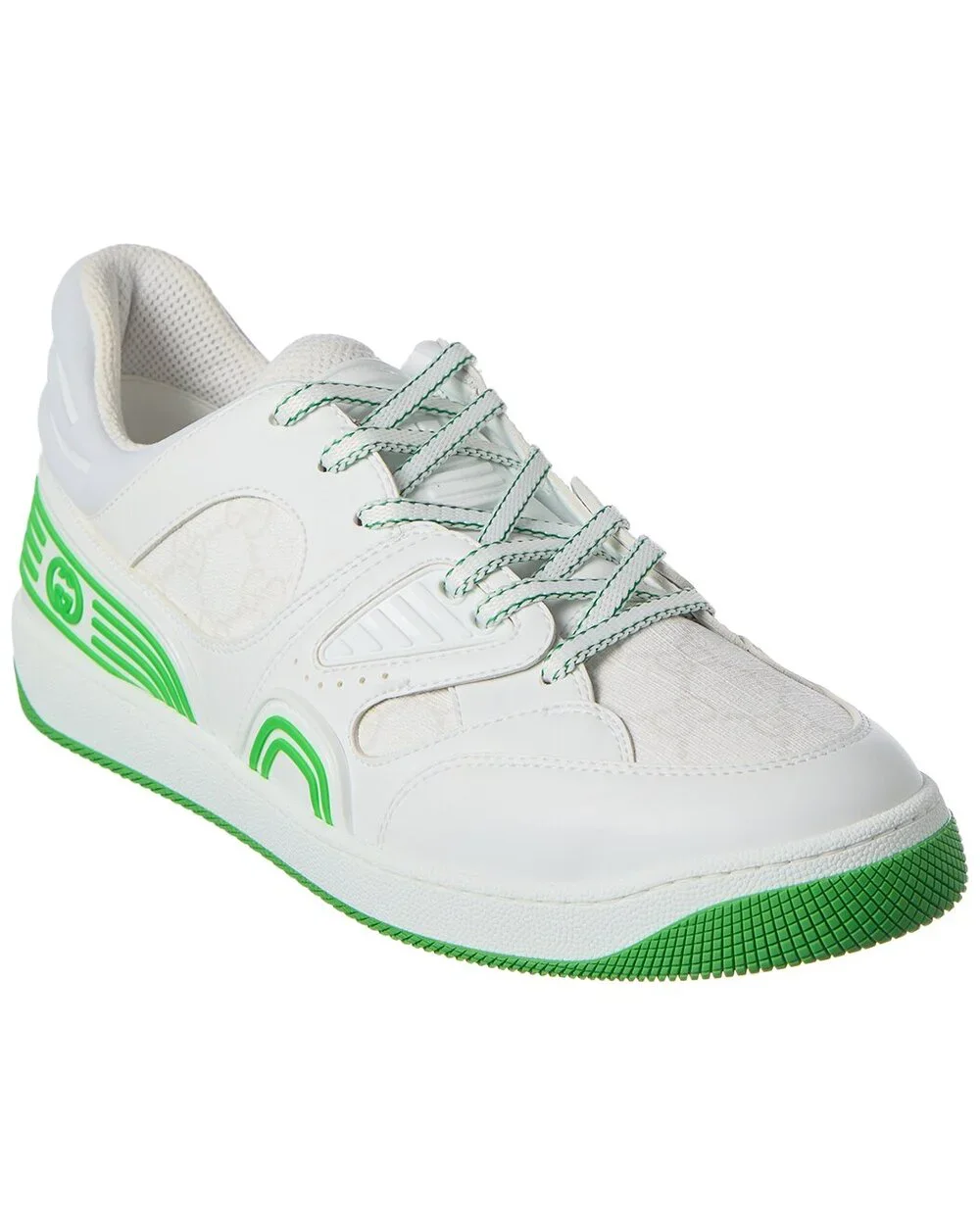 GUCCI Demetra GG Supreme Basket Low Top Sneakers Green White Men's Size 12 NEW